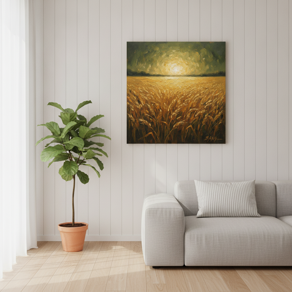 Il campo di grano maturo — stampa su tela in ambiente