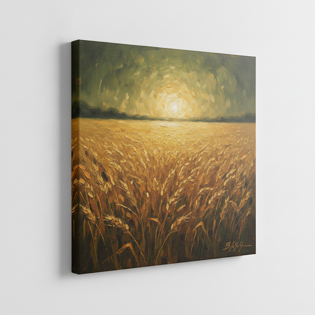 Il campo di grano maturo — stampa su tela, vista laterale