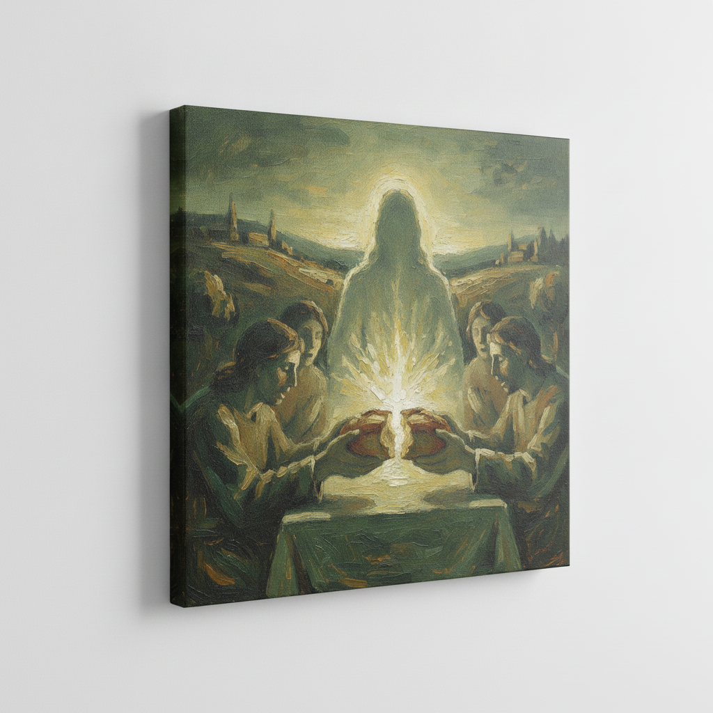 Lo spezzare del pane a Emmaus — stampa su tela, vista laterale